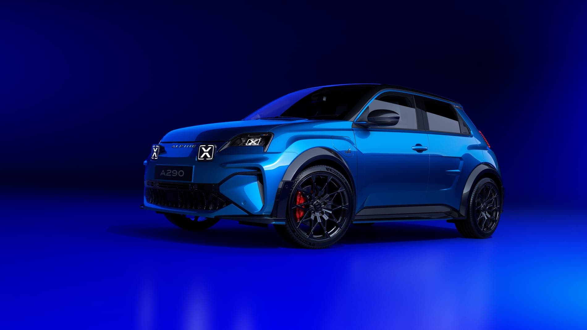 Seitenansicht des Alpine A290 mit fünf Türen
